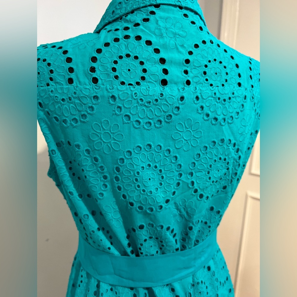 NWOT Lilly Pulitzer ❤️🔥SAMPLE❤️🔥Maxi Teal Sleeveless Eyelet Dress 10 - Picture 10 of 17